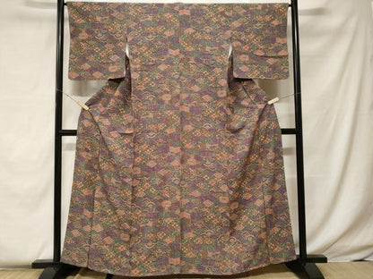 平和屋着物■上質な小紋 切嵌吉祥文 正絹 逸品 CABF4167ev