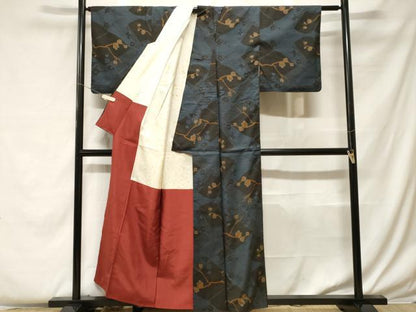平和屋着物■本場大島紬 7マルキ 冊子枝花文 正絹 逸品 CABF4174ev