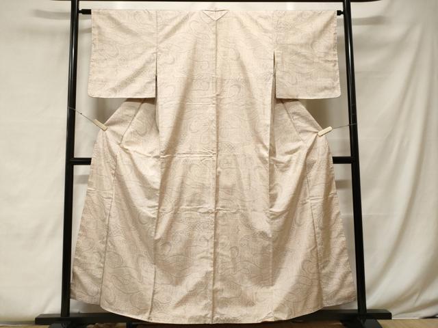 平和屋着物■本場大島紬 白大島 幾何学唐草文 正絹 逸品 CABF4176ev