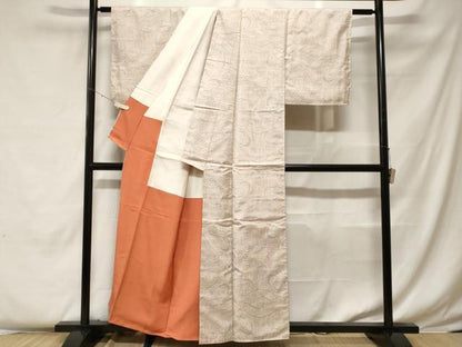 平和屋着物■本場大島紬 白大島 幾何学唐草文 正絹 逸品 CABF4176ev