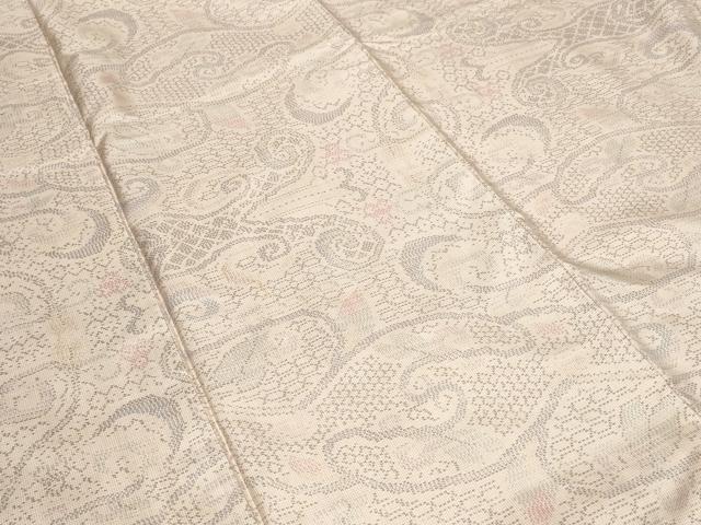 平和屋着物■本場大島紬 白大島 幾何学唐草文 正絹 逸品 CABF4176ev