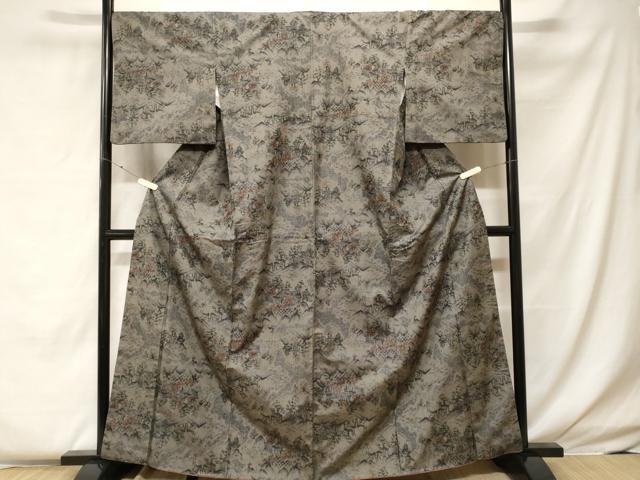 平和屋着物■上質な紬 風景文 正絹 逸品 CABF4180ev
