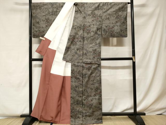 平和屋着物■上質な紬 風景文 正絹 逸品 CABF4180ev