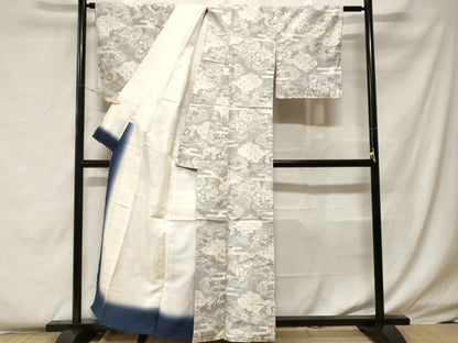 平和屋着物■上質な紬 エ霞雲重ね吉祥花文 正絹 逸品 CABF4181ev