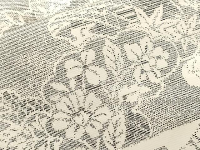 平和屋着物■上質な紬 エ霞雲重ね吉祥花文 正絹 逸品 CABF4181ev