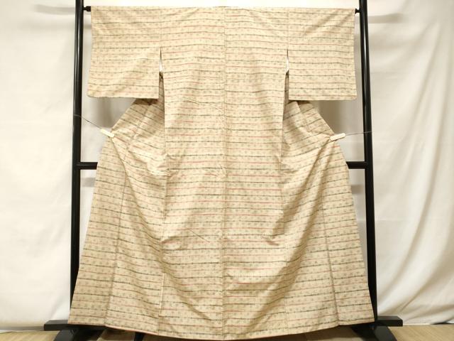 平和屋着物■上質な紬 横段絣文様 正絹 逸品 CABF4187ev