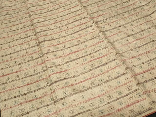 平和屋着物■上質な紬 横段絣文様 正絹 逸品 CABF4187ev