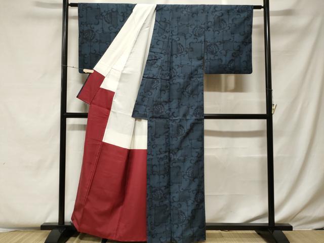 平和屋着物■上質な紬 花唐草文 正絹 逸品 CABF4191ev