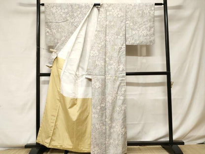 平和屋着物■上質な紬　草花文　正絹　逸品　CABF4194ev