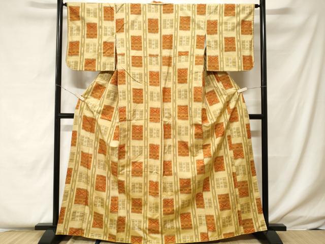 平和屋着物■上質な紬　絵絣間道　正絹　逸品　CABF4196ev