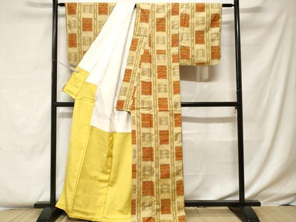 平和屋着物■上質な紬　絵絣間道　正絹　逸品　CABF4196ev