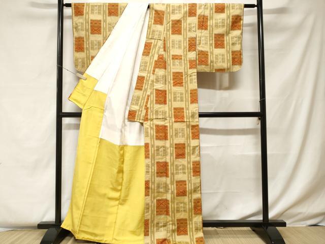 平和屋着物■上質な紬　絵絣間道　正絹　逸品　CABF4196ev