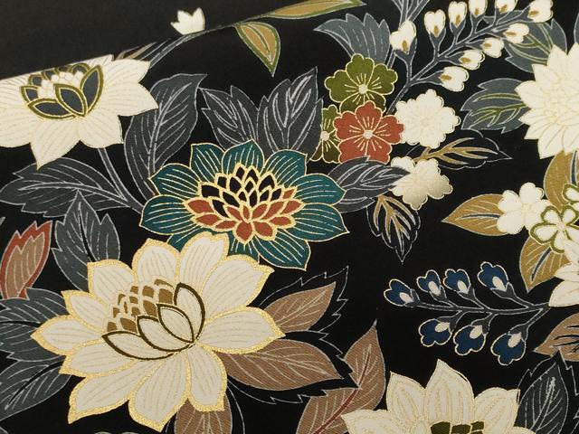 平和屋着物■豪華黒留袖　駒刺繍　更紗鳳凰花文　金彩　正絹　逸品　CABF4198ev