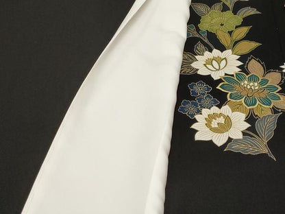 平和屋着物■豪華黒留袖　駒刺繍　更紗鳳凰花文　金彩　正絹　逸品　CABF4198ev