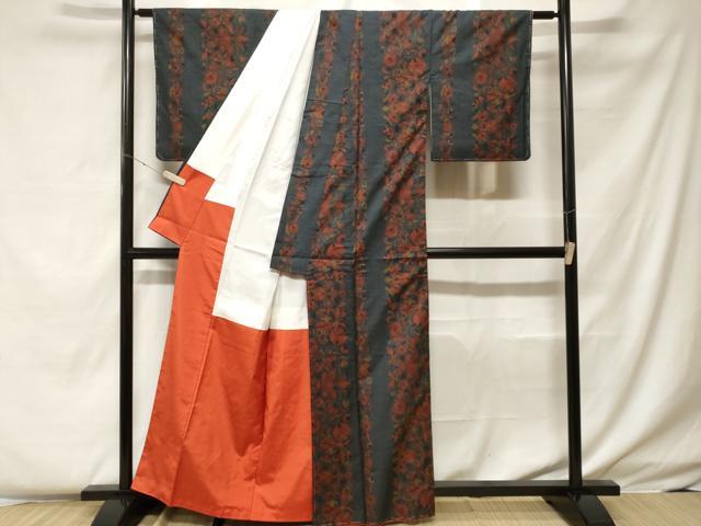 平和屋着物■本場大島紬　7マルキ　更紗花唐草文　正絹　逸品　未使用　CABF4203ev