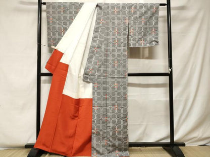 平和屋着物■上質な紬 花尽くし文 正絹 逸品 未使用 CABF4206ev