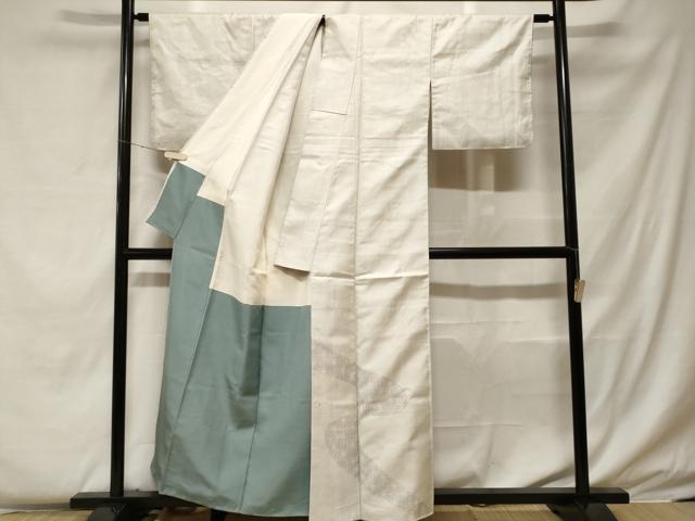 平和屋着物■色留訪問着　紬地　麻の葉文様　十字絣文様　正絹　逸品　CABF4208ev