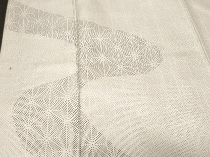 平和屋着物■色留訪問着　紬地　麻の葉文様　十字絣文様　正絹　逸品　CABF4208ev