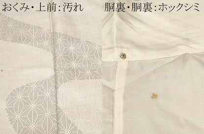 平和屋着物■色留訪問着　紬地　麻の葉文様　十字絣文様　正絹　逸品　CABF4208ev