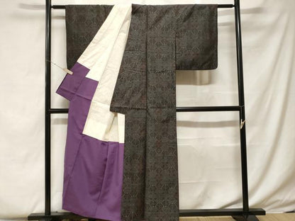 平和屋着物■本場大島紬 菱花文正絹 逸品 CABF4215ev