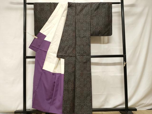 平和屋着物■本場大島紬 菱花文正絹 逸品 CABF4215ev