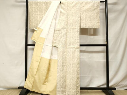 平和屋着物■本場大島紬　白大島　幾何学花文　正絹　逸品　CABF4218ev