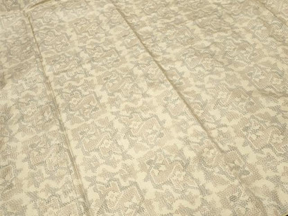 平和屋着物■本場大島紬　白大島　幾何学花文　正絹　逸品　CABF4218ev