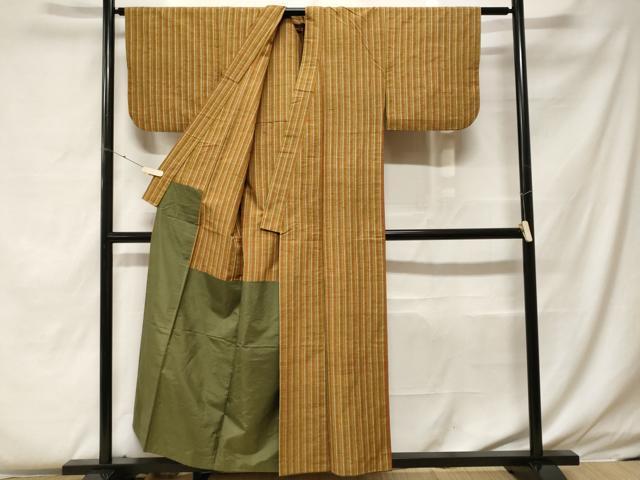 平和屋着物■上質な紬 縞 胴抜き仕立て 正絹 逸品 CABF4219ev