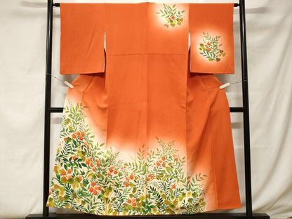 平和屋着物■訪問着 草花文 暈し染め 鬼しぼ縮緬 正絹 逸品 CABF4220ev