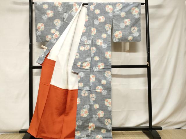 平和屋着物■上質な紬 草花丸文 正絹 逸品 未使用 CABF4224ev