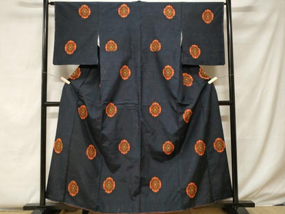 平和屋着物■上質な紬 幾何学花文 正絹 逸品 未使用 CABF4227ev