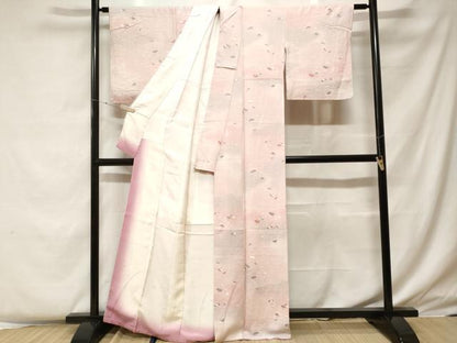平和屋着物■上質な小紋 霞扇面花文 暈し染め 金彩 正絹 逸品 CABF4229ev