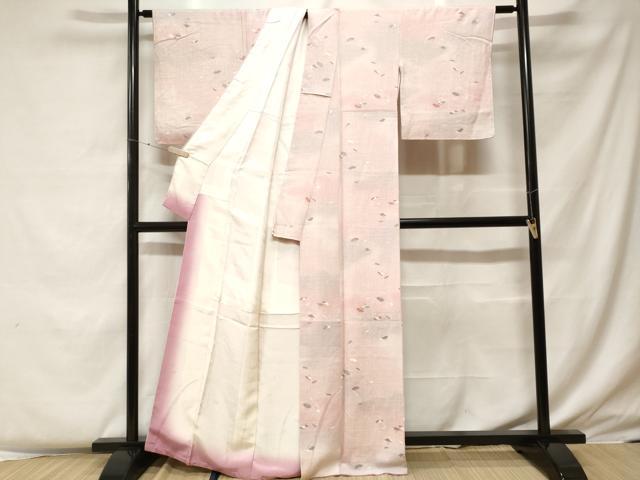 平和屋着物■上質な小紋 霞扇面花文 暈し染め 金彩 正絹 逸品 CABF4229ev