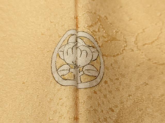 平和屋着物■上質な色無地　横段七宝地紋　淡黄色　正絹　逸品　CABF4231ev 平和屋着物□上質な色無地 横段七宝地紋 淡黄色 正絹 逸品