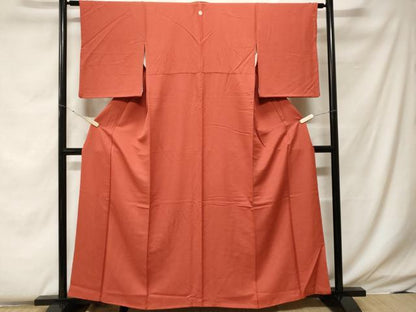 平和屋着物■上質な色無地 霞地紋 樺色 正絹 逸品 CABF4234ev