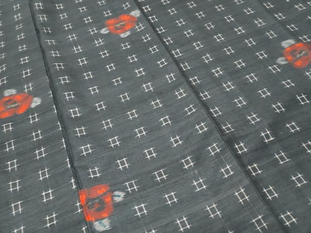 平和屋着物■上質な紬 井桁絣花文 正絹 逸品 CABF4240ev