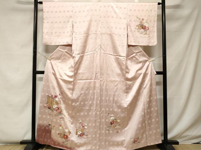 平和屋着物■訪問着 流水芝草花文 暈し染め 金彩 正絹 逸品 CABF4243ev