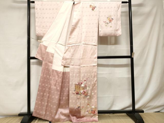 平和屋着物■訪問着 流水芝草花文 暈し染め 金彩 正絹 逸品 CABF4243ev
