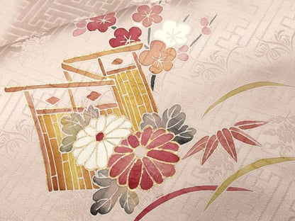 平和屋着物■訪問着 流水芝草花文 暈し染め 金彩 正絹 逸品 CABF4243ev