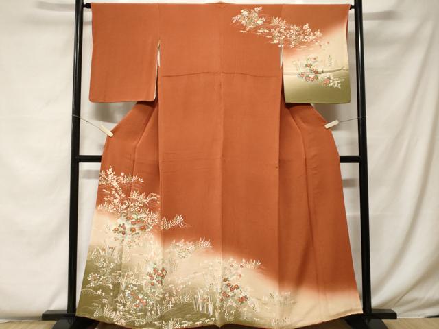 平和屋着物■訪問着 駒刺繍 御所解文 暈し染め 金彩 鬼しぼ縮緬 正絹 逸品 CABF4246ev