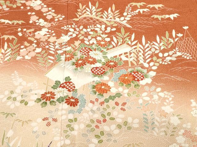 平和屋着物■訪問着 駒刺繍 御所解文 暈し染め 金彩 鬼しぼ縮緬 正絹 逸品 CABF4246ev