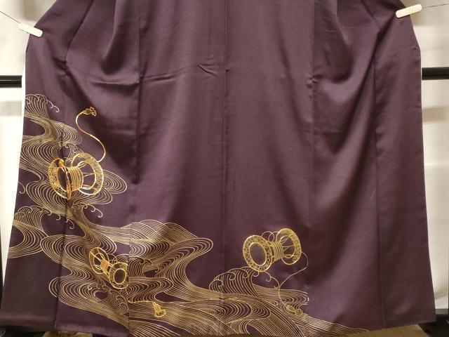平和屋着物●豪華色留袖　駒刺繍　花鳥文　正絹　逸品　AABF5509fy 平和屋着物□豪華黒留袖 作家物 駒刺繍 本金箔 飛鳥風景文 正絹 逸品