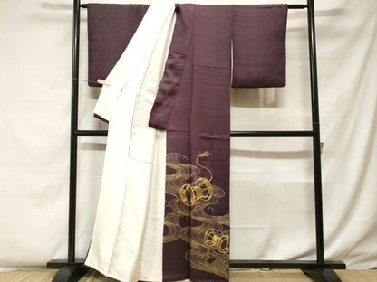 平和屋着物■豪華色留袖 駒刺繍 立波鼓花文 金彩 正絹 逸品 CABF4247ev