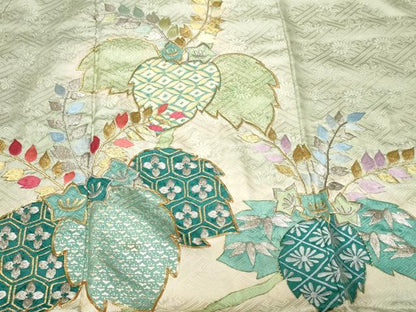 平和屋着物■豪華振袖 駒刺繍 桐吉祥花文 暈し染め 金銀彩 正絹 逸品 CABF4249ev