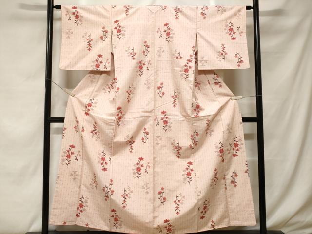 平和屋着物■上質な小紋　枝花文　正絹　逸品　CABF4251ev