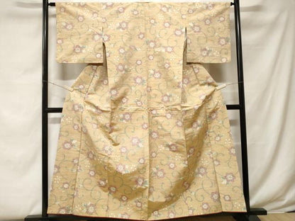 平和屋着物■上質な紬　花唐草文　正絹　逸品　CABF4261ev