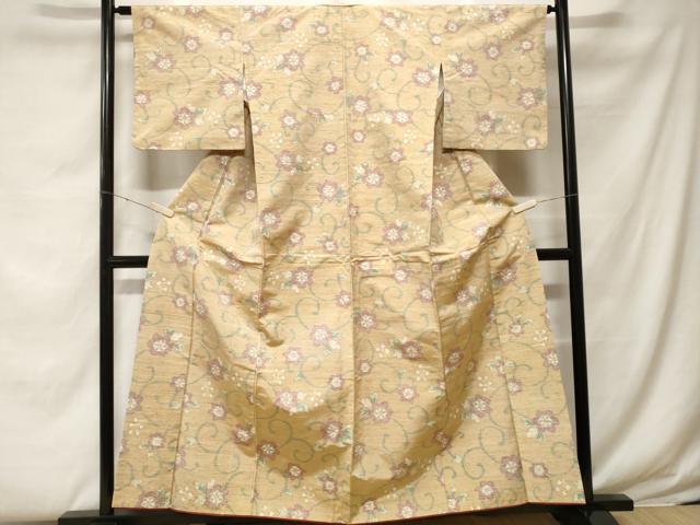 平和屋着物■上質な紬　花唐草文　正絹　逸品　CABF4261ev