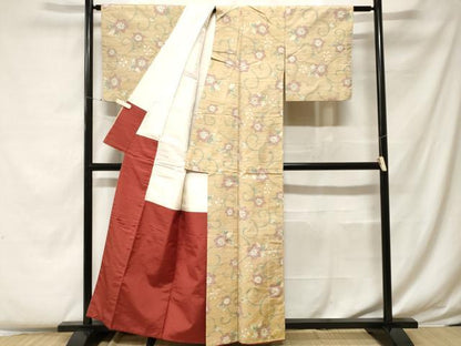 平和屋着物■上質な紬　花唐草文　正絹　逸品　CABF4261ev