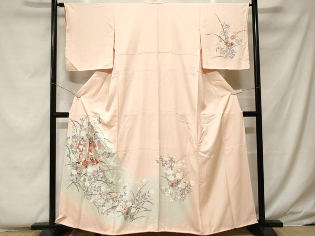 平和屋着物■訪問着　誰が袖枝花文　暈し染め　金彩　正絹　逸品　CABF4268ev