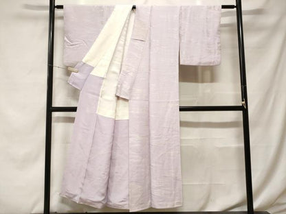 平和屋着物■上質な色無地　流水地紋　白藤色　正絹　逸品　CABF4269ev